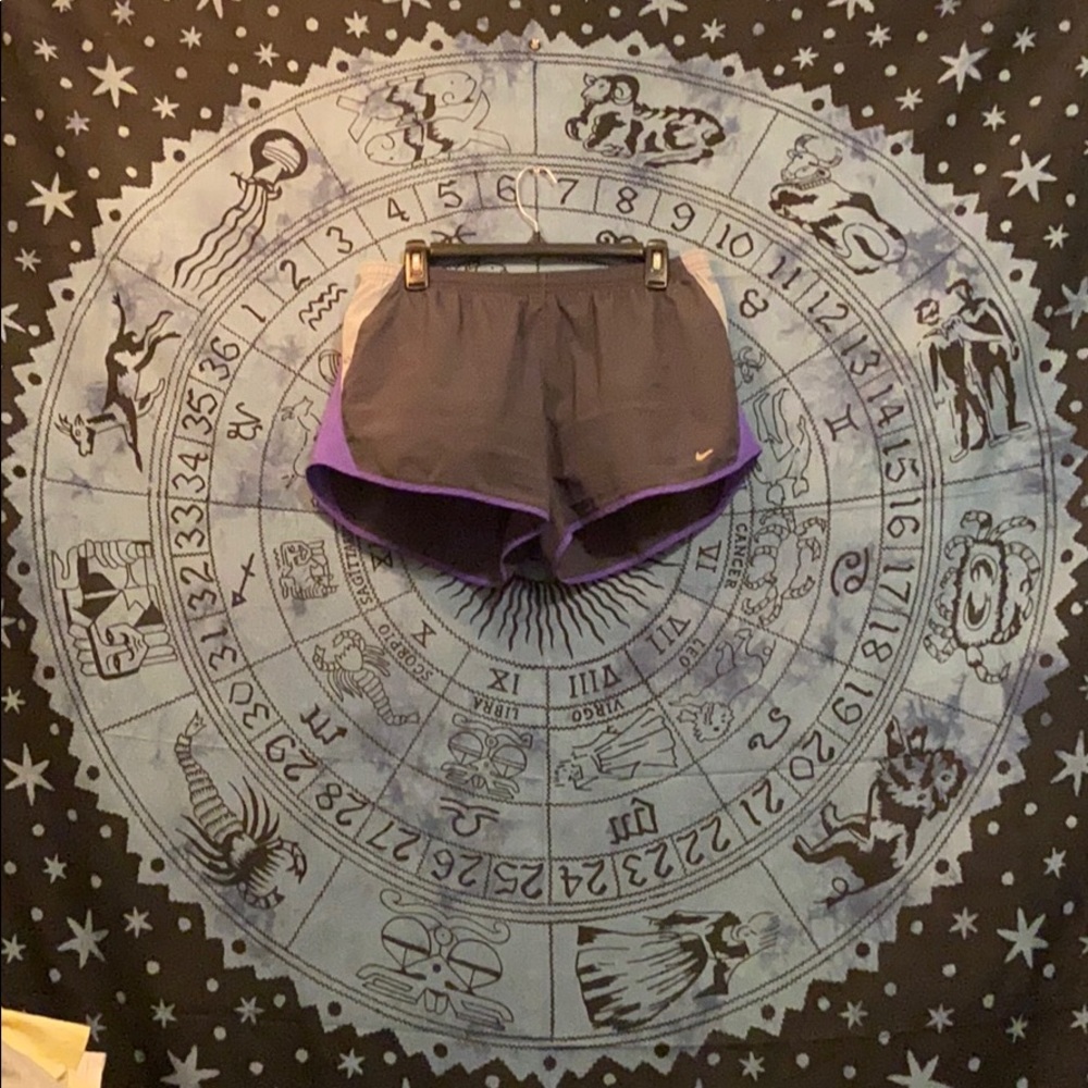 Purple and grey dri-fit Nike shorts